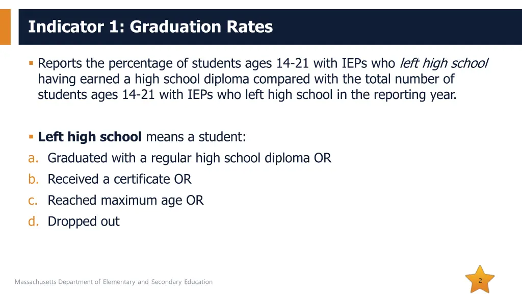 indicator 1 graduation rates