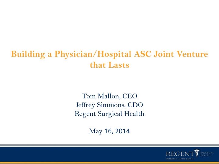 building a physician hospital asc joint venture