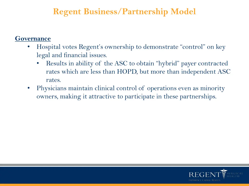 regent business partnership model