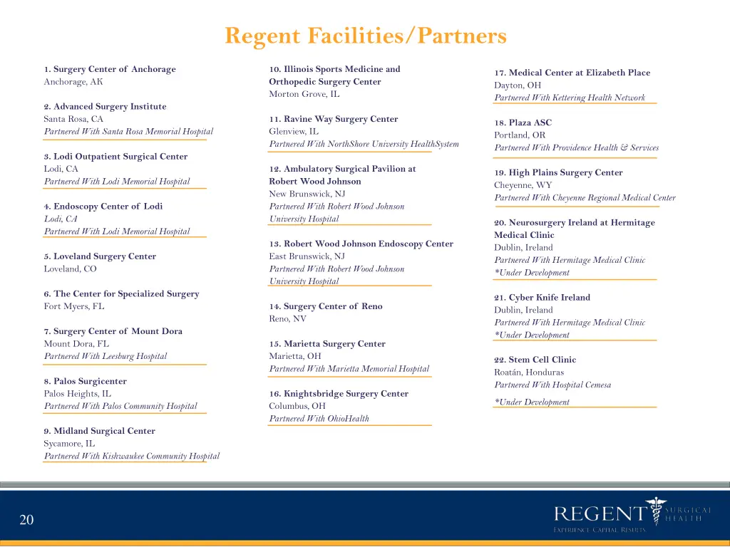 regent facilities partners