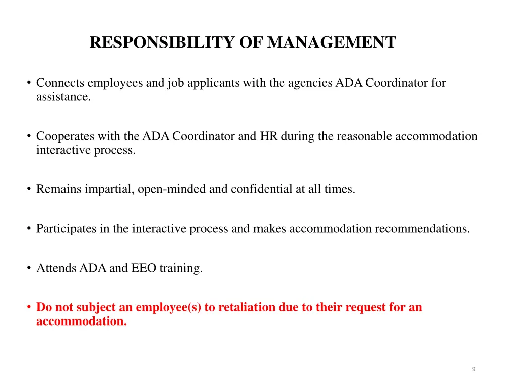responsibility of management