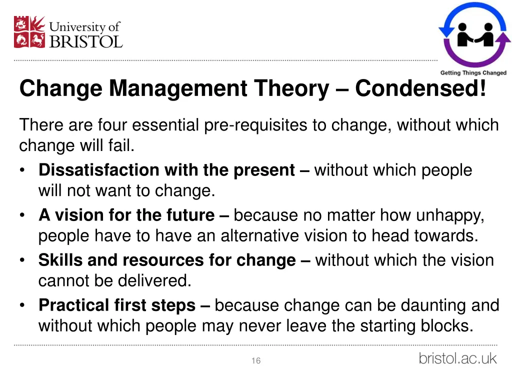 change management theory condensed