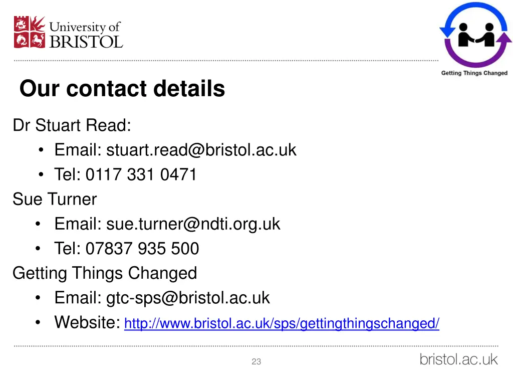 our contact details