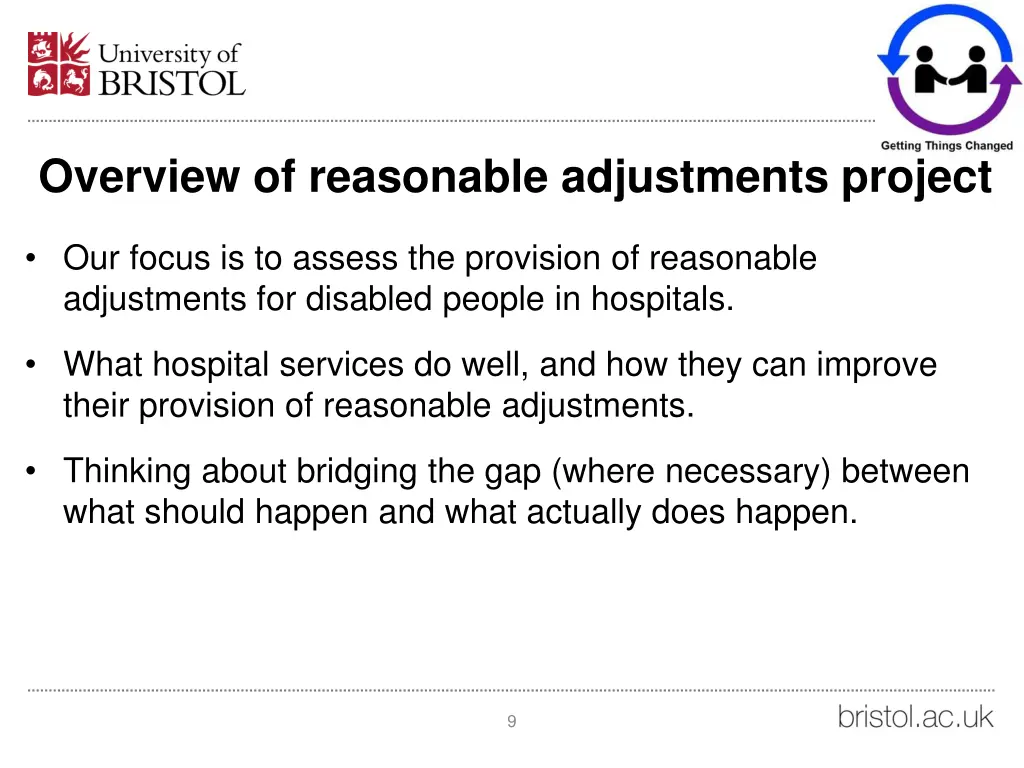 overview of reasonable adjustments project