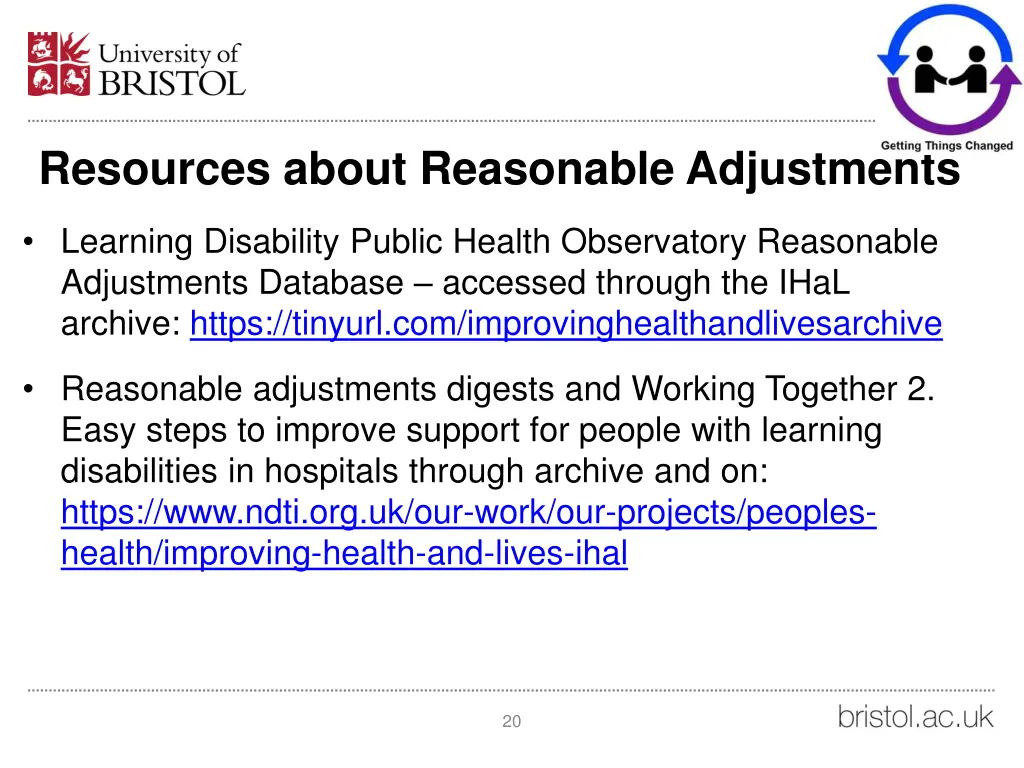 resources about reasonable adjustments