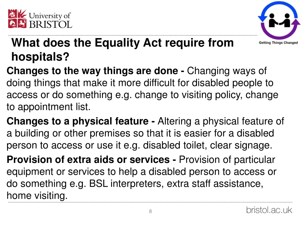 what does the equality act require from hospitals