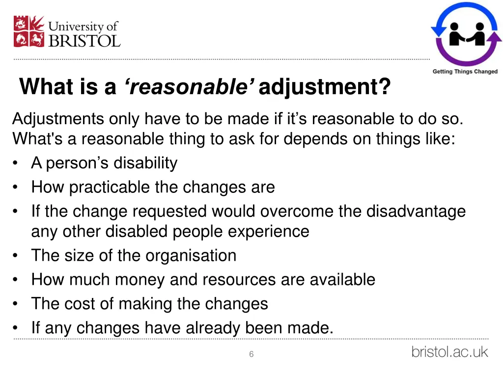 what is a reasonable adjustment