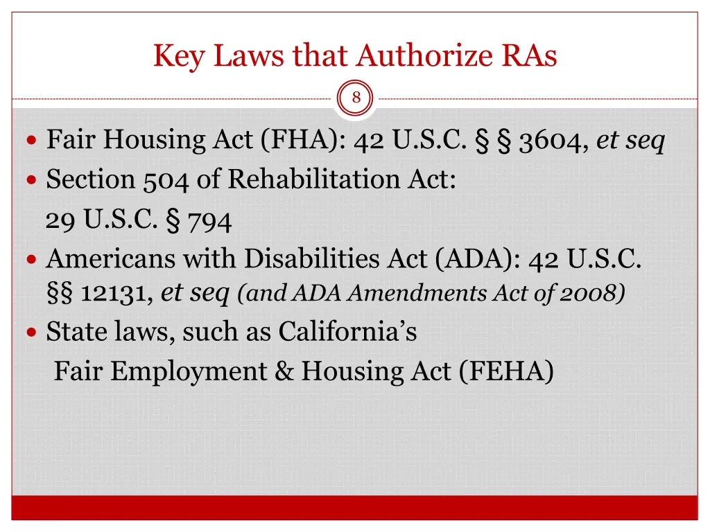 key laws that authorize ras