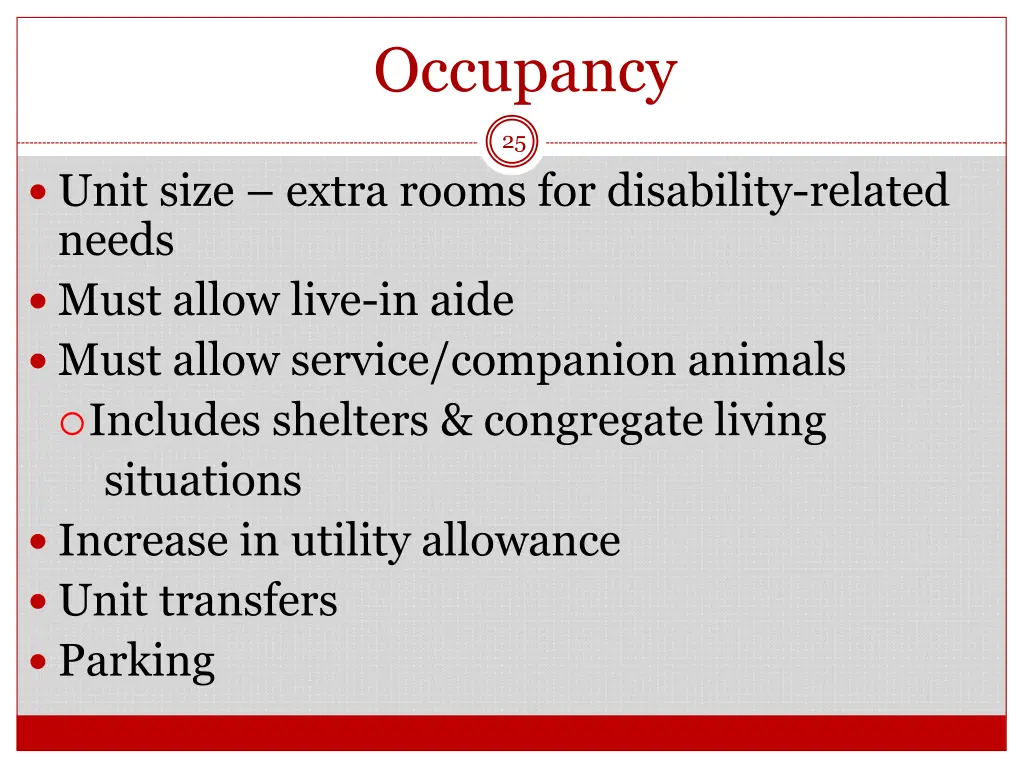 occupancy