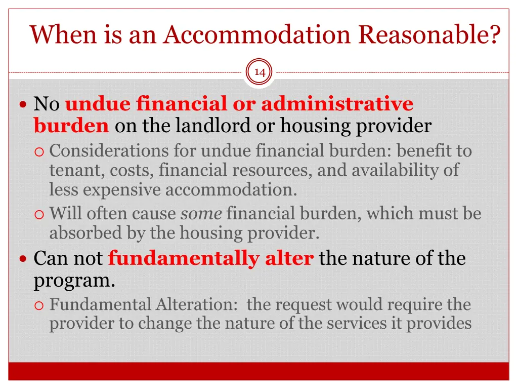 when is an accommodation reasonable