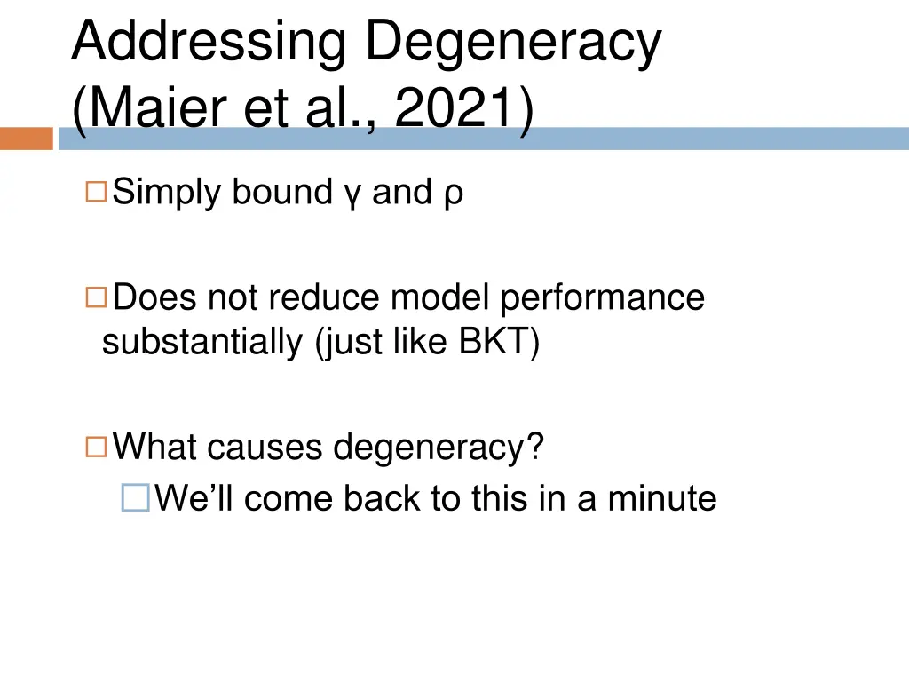 addressing degeneracy maier et al 2021