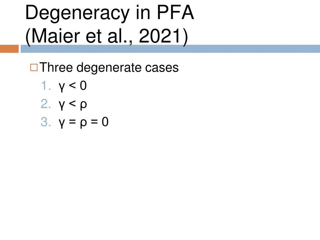 degeneracy in pfa maier et al 2021