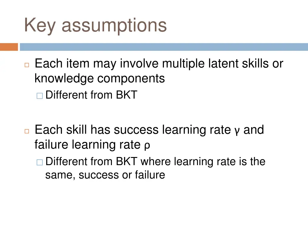 key assumptions
