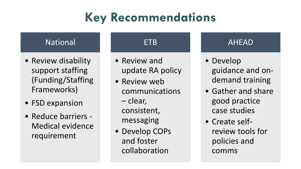 key recommendations