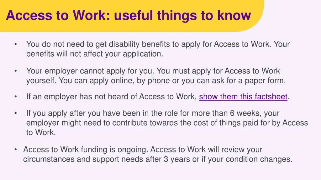 access to work useful things to know