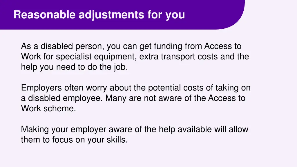 reasonable adjustments for you