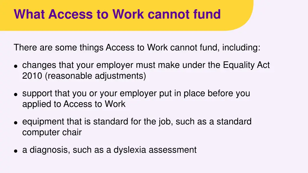 what access to work cannot fund