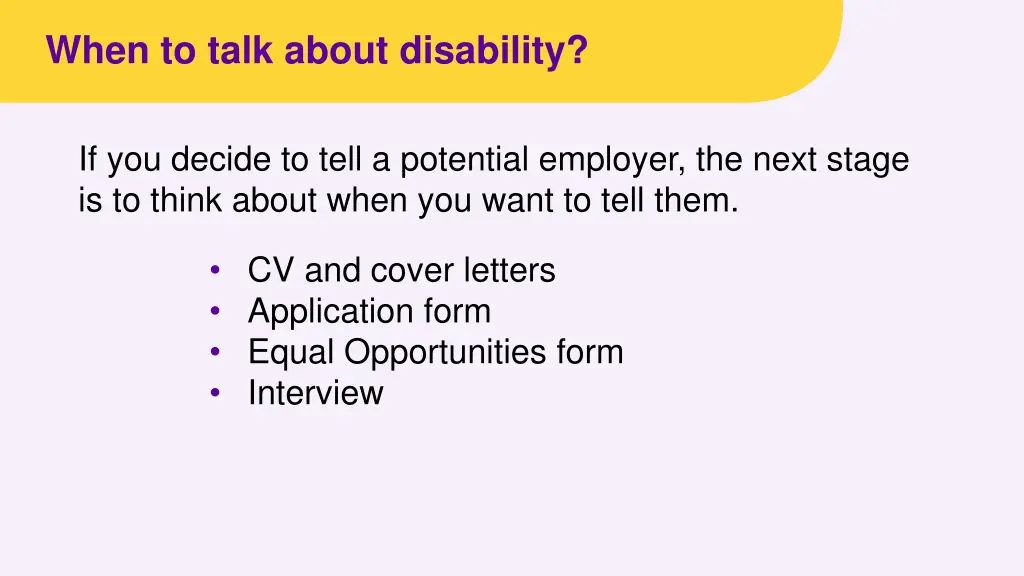 when to talk about disability