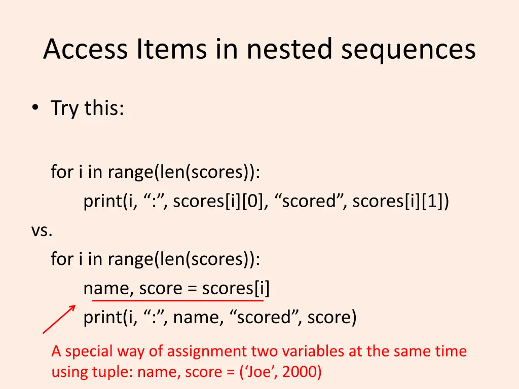 access items in nested sequences 1