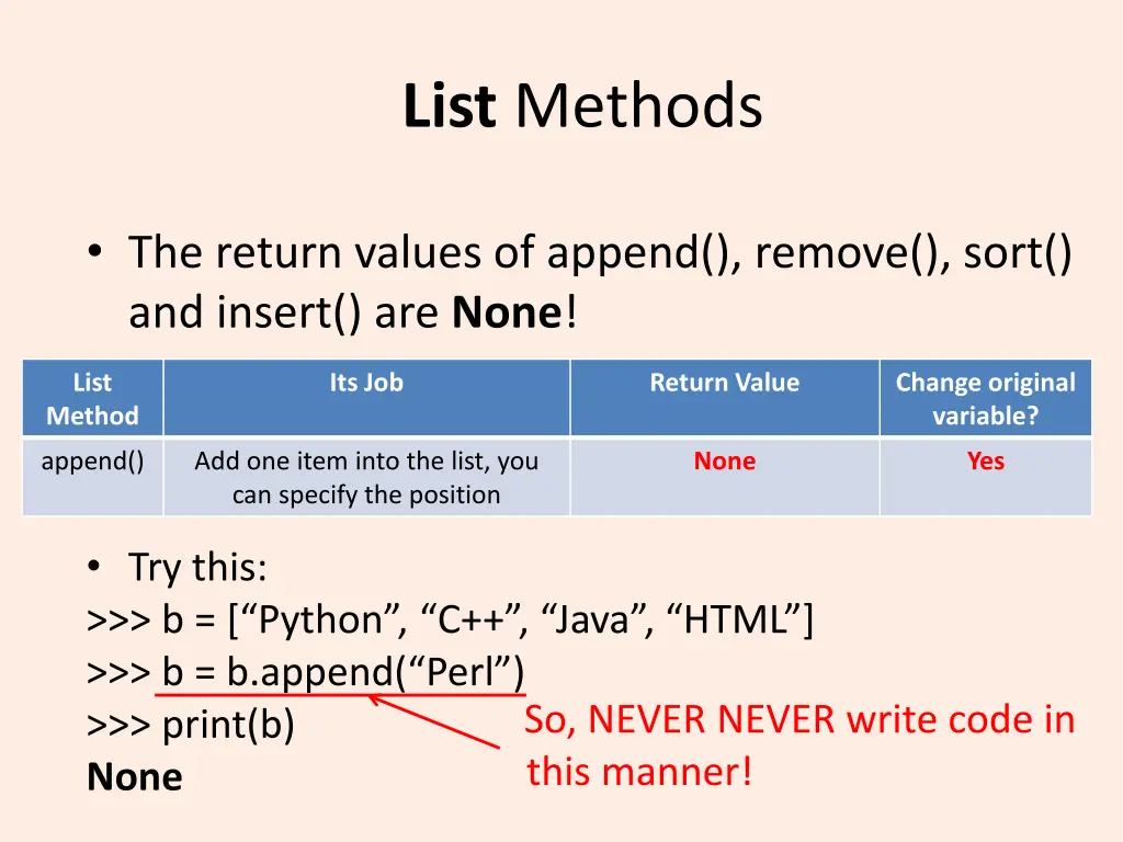 list methods 2
