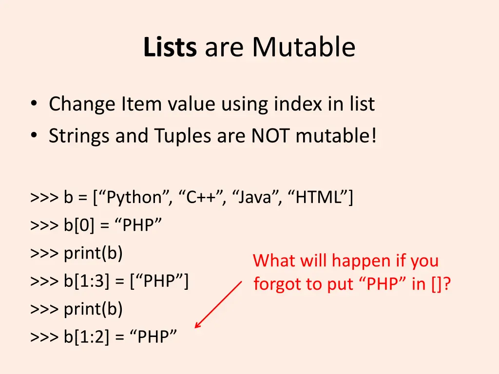 lists are mutable