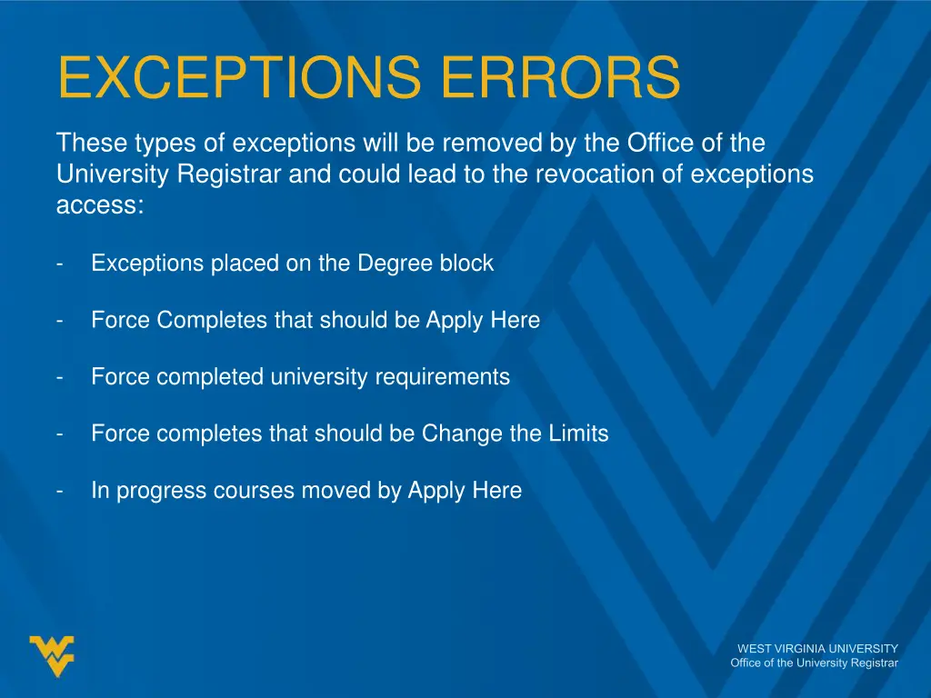 exceptions errors