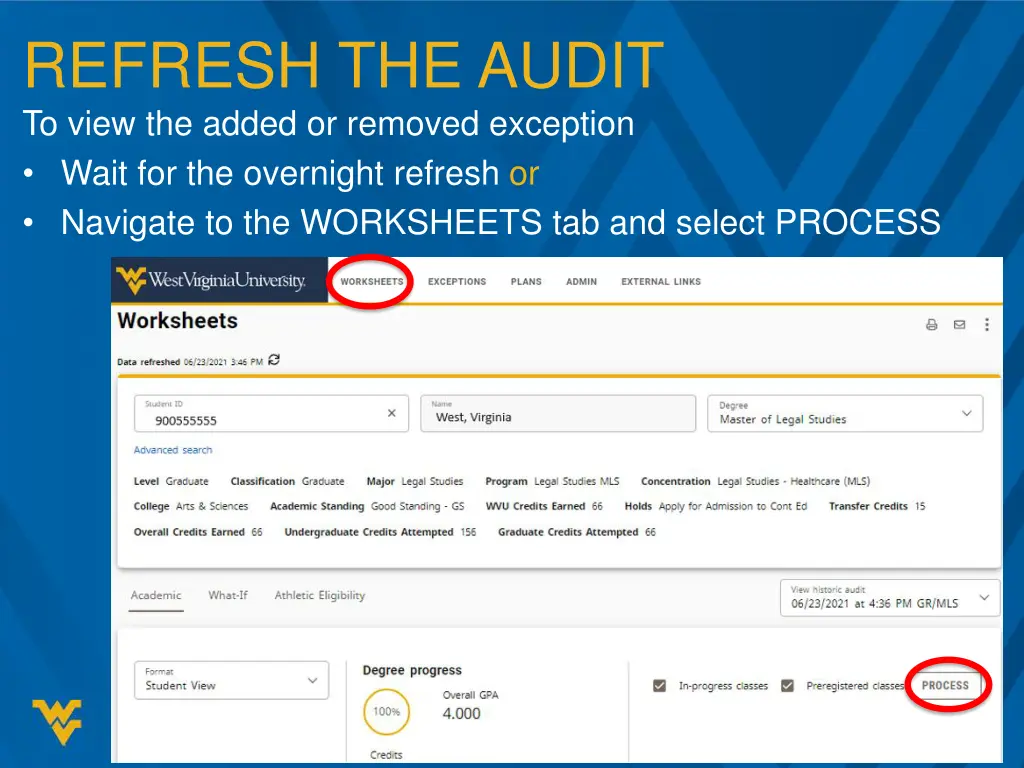 refresh the audit to view the added or removed
