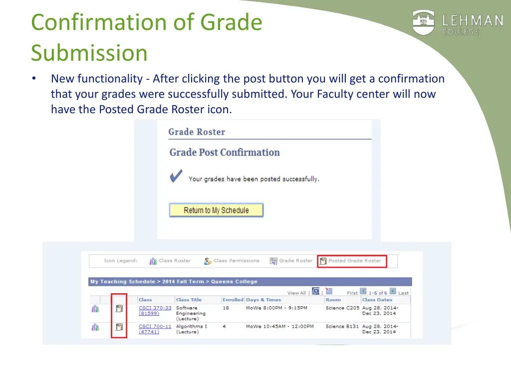 confirmation of grade submission