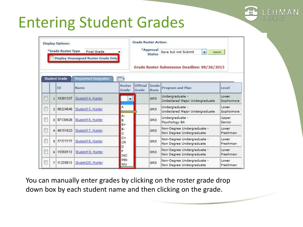 entering student grades