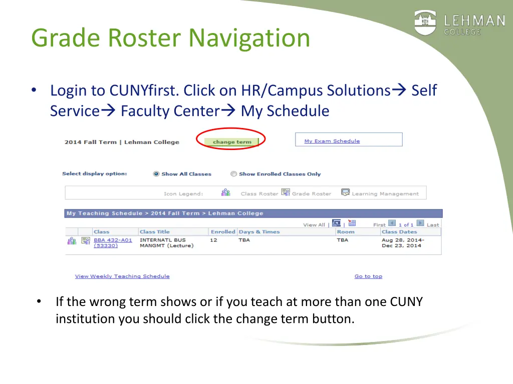 grade roster navigation