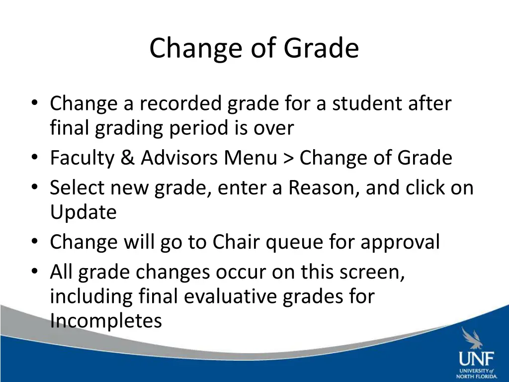 change of grade