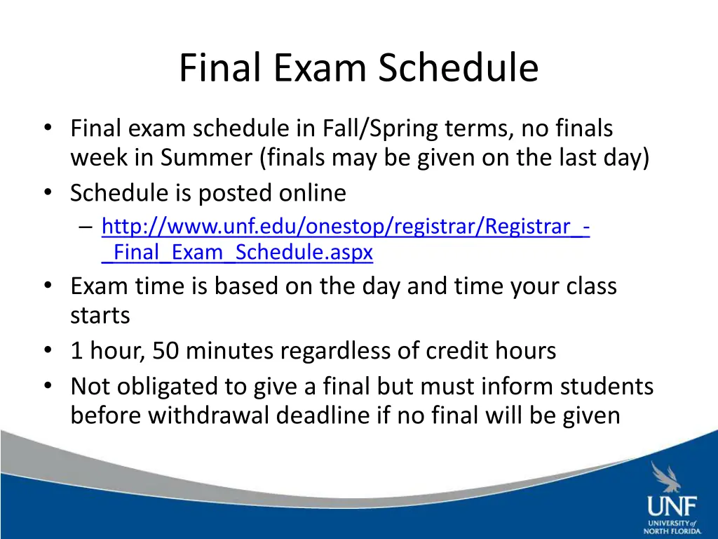 final exam schedule