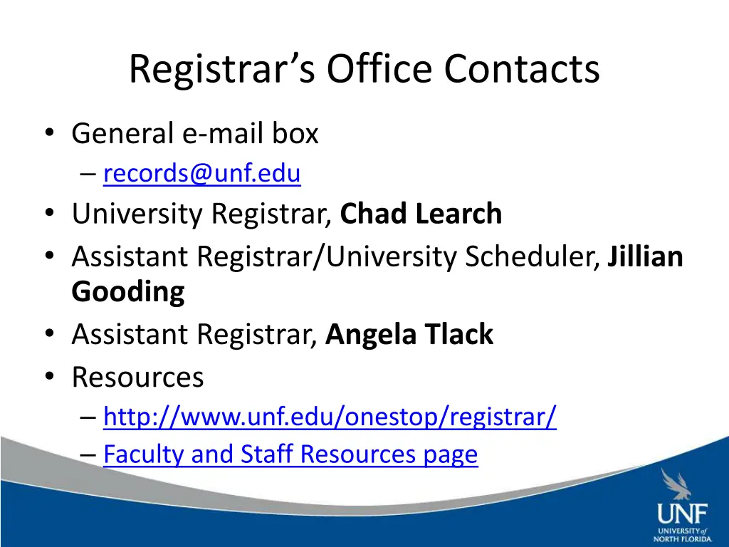 registrar s office contacts