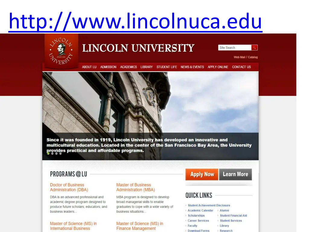 http www lincolnuca edu