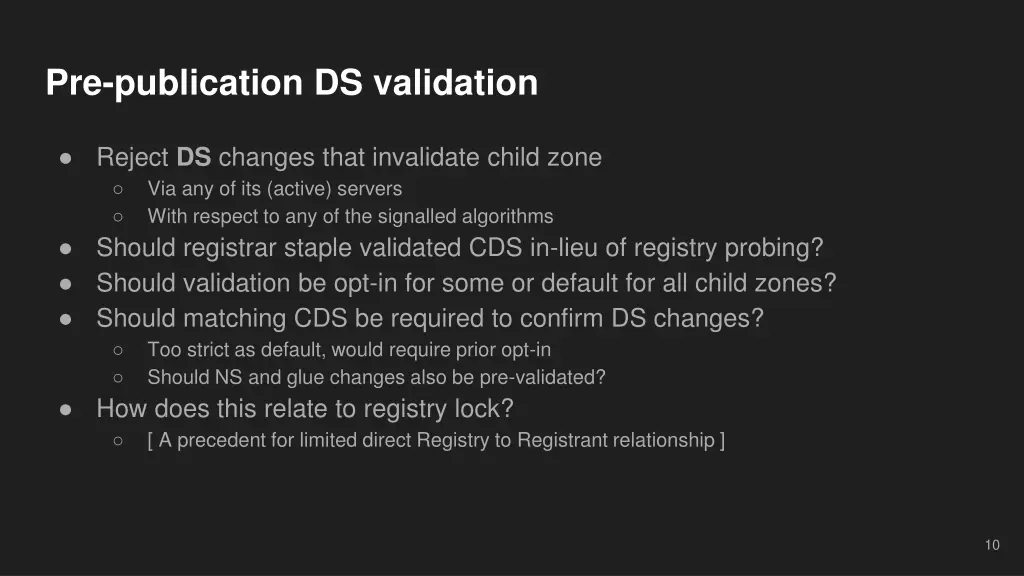 pre publication ds validation