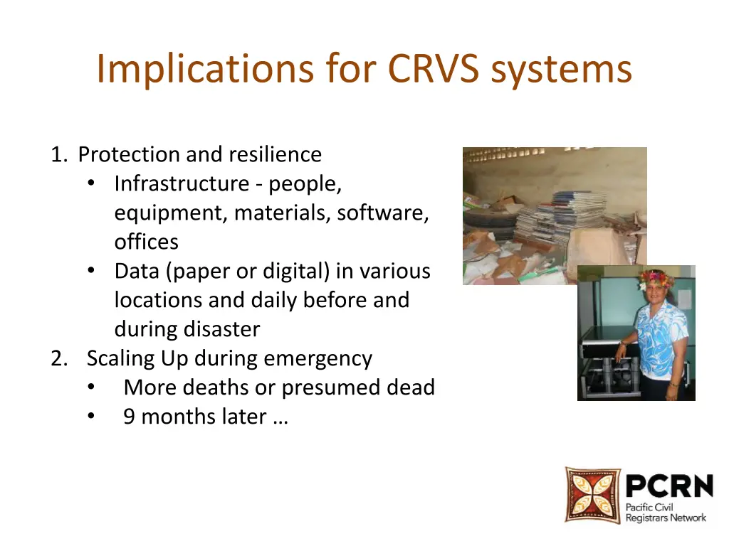 implications for crvs systems