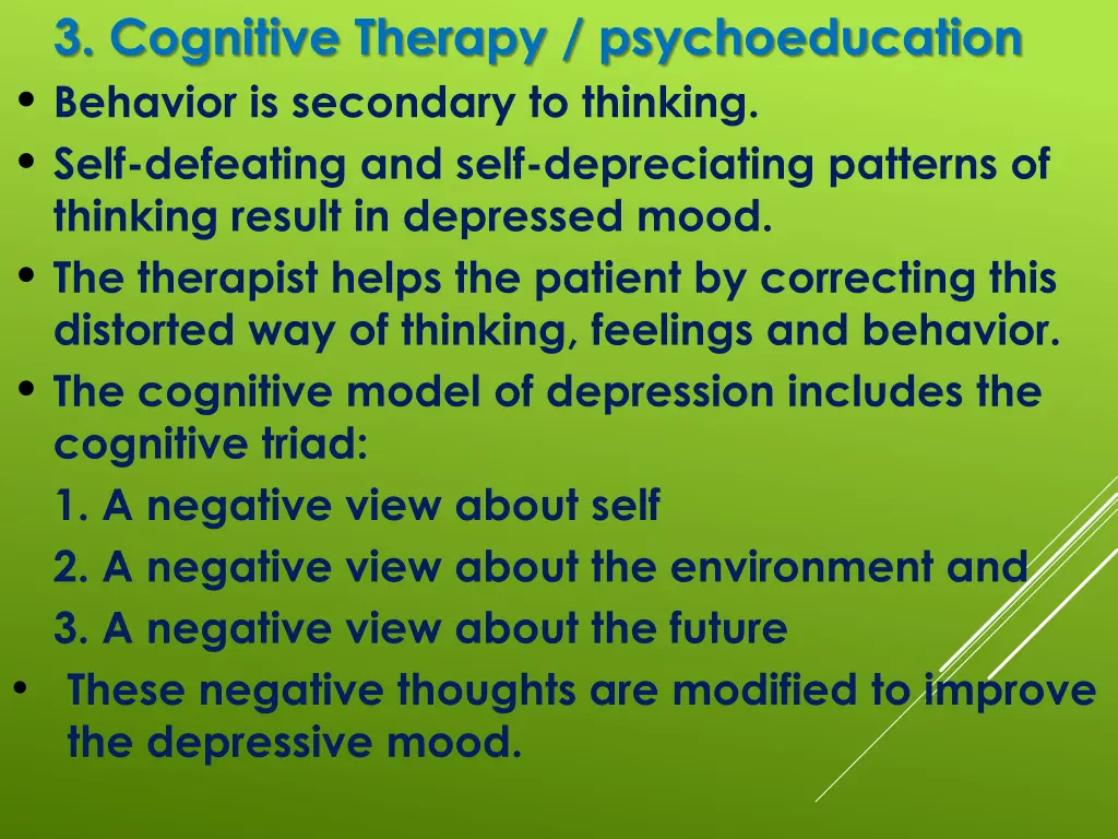 3 cognitive therapy psychoeducation behavior