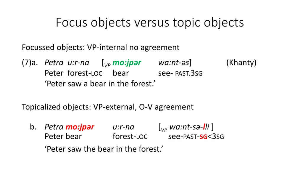 focus objects versus topic objects
