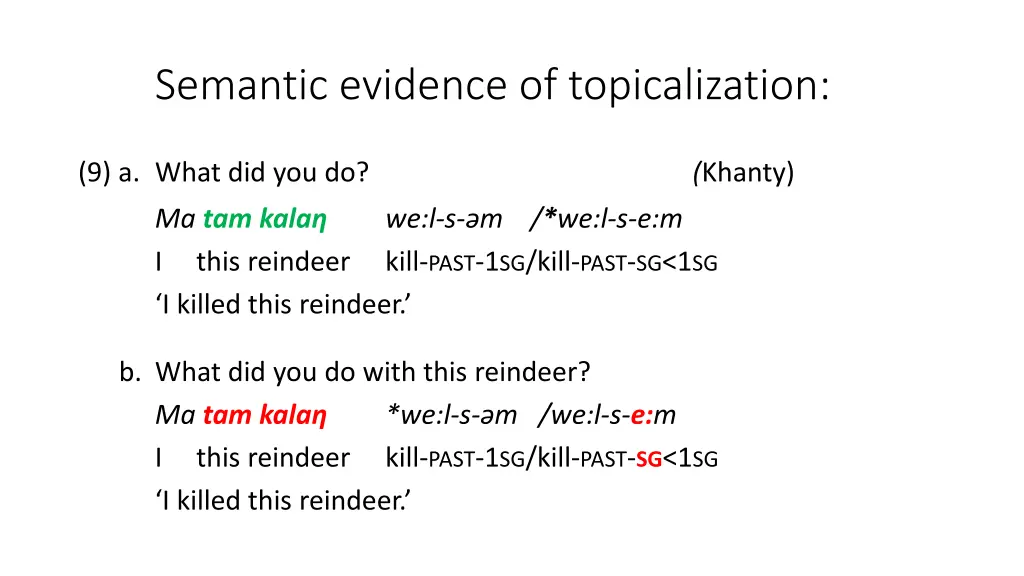 semantic evidence of topicalization