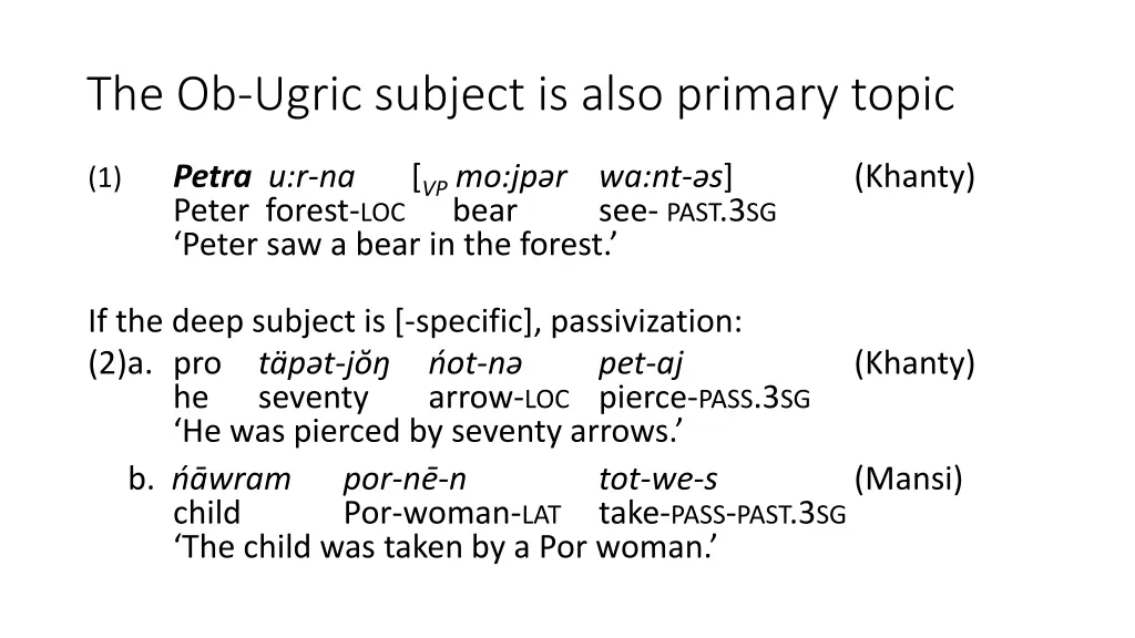 the ob ugric subject is also primary topic