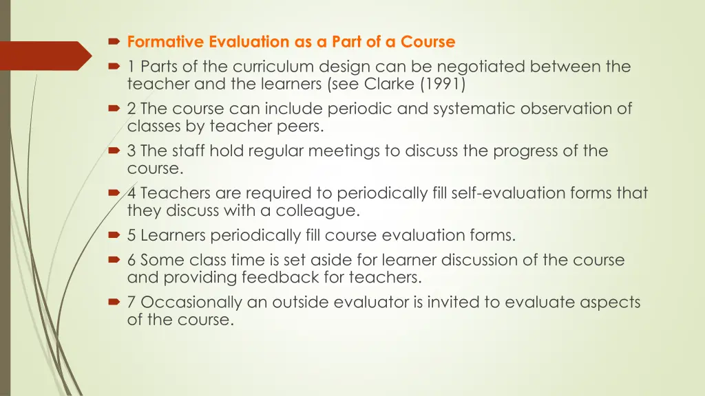 formative evaluation as a part of a course