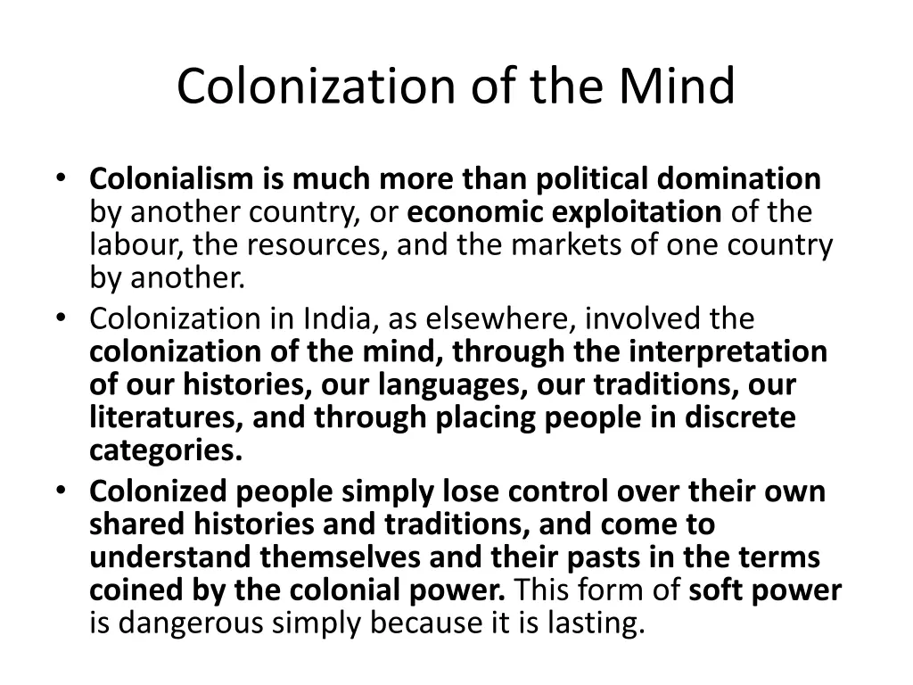colonization of the mind