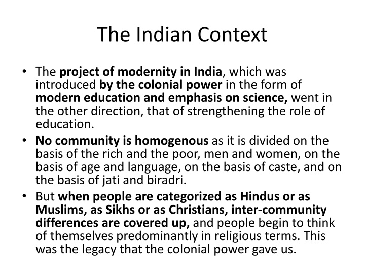 the indian context