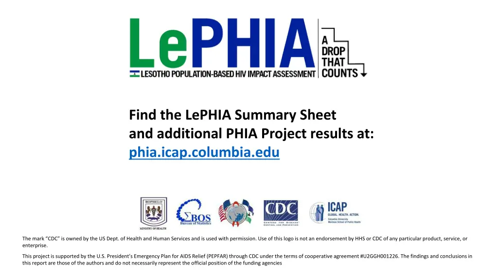 find the lephia summary sheet and additional phia