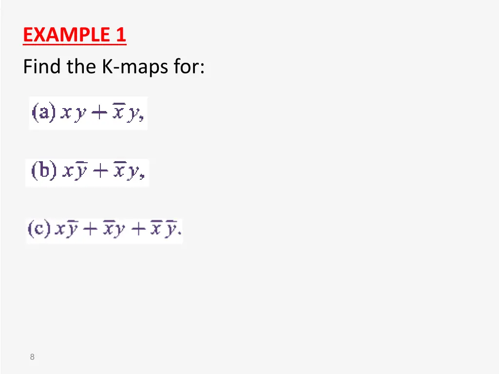 example 1 find the k maps for