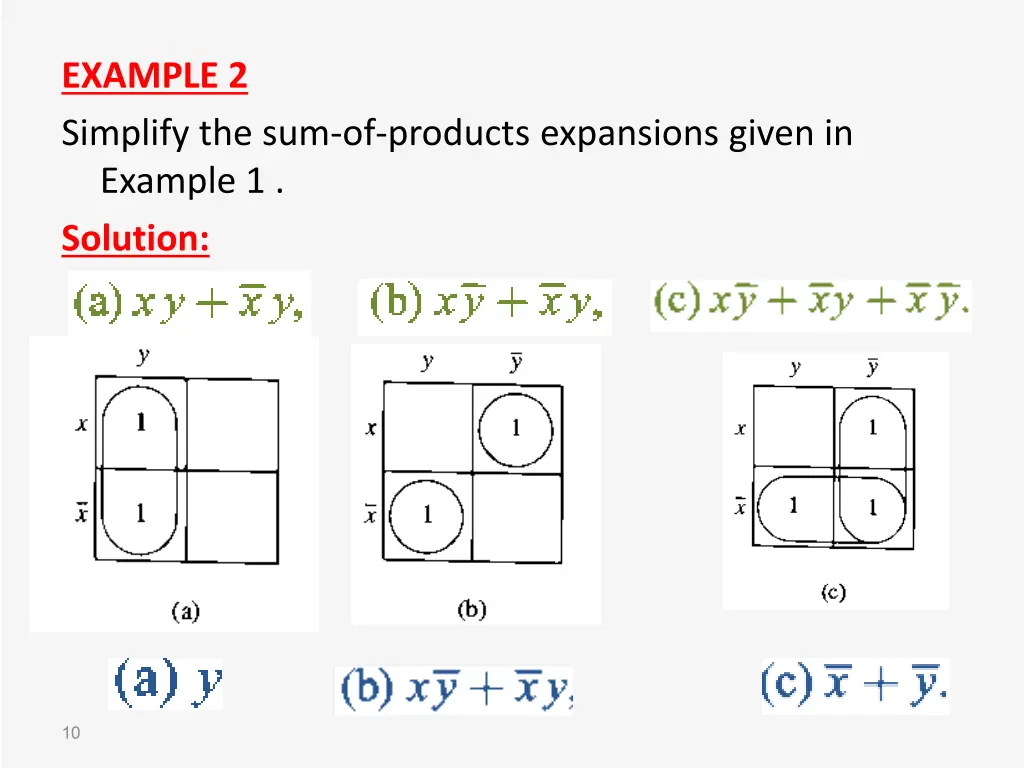 example 2 simplify the sum of products expansions