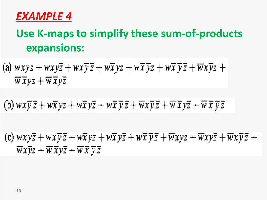 example 4 use k maps to simplify these
