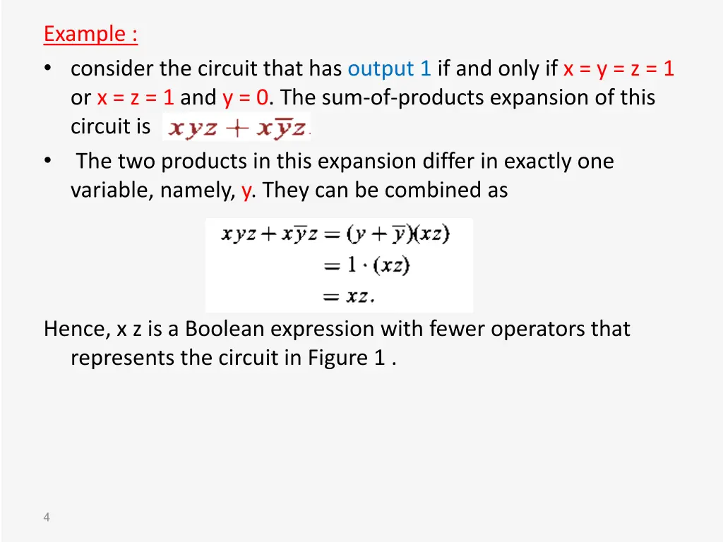 example consider the circuit that has output