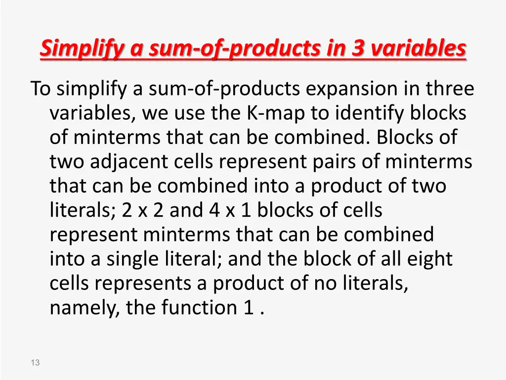 simplify a sum of products in 3 variables
