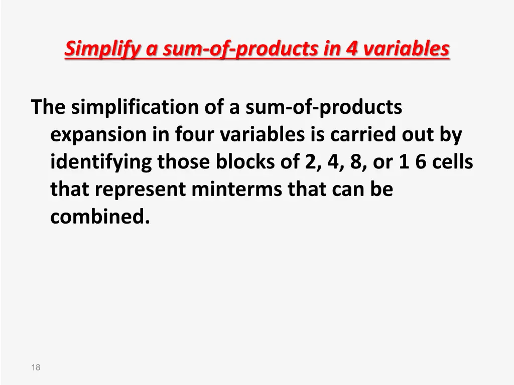 simplify a sum of products in 4 variables
